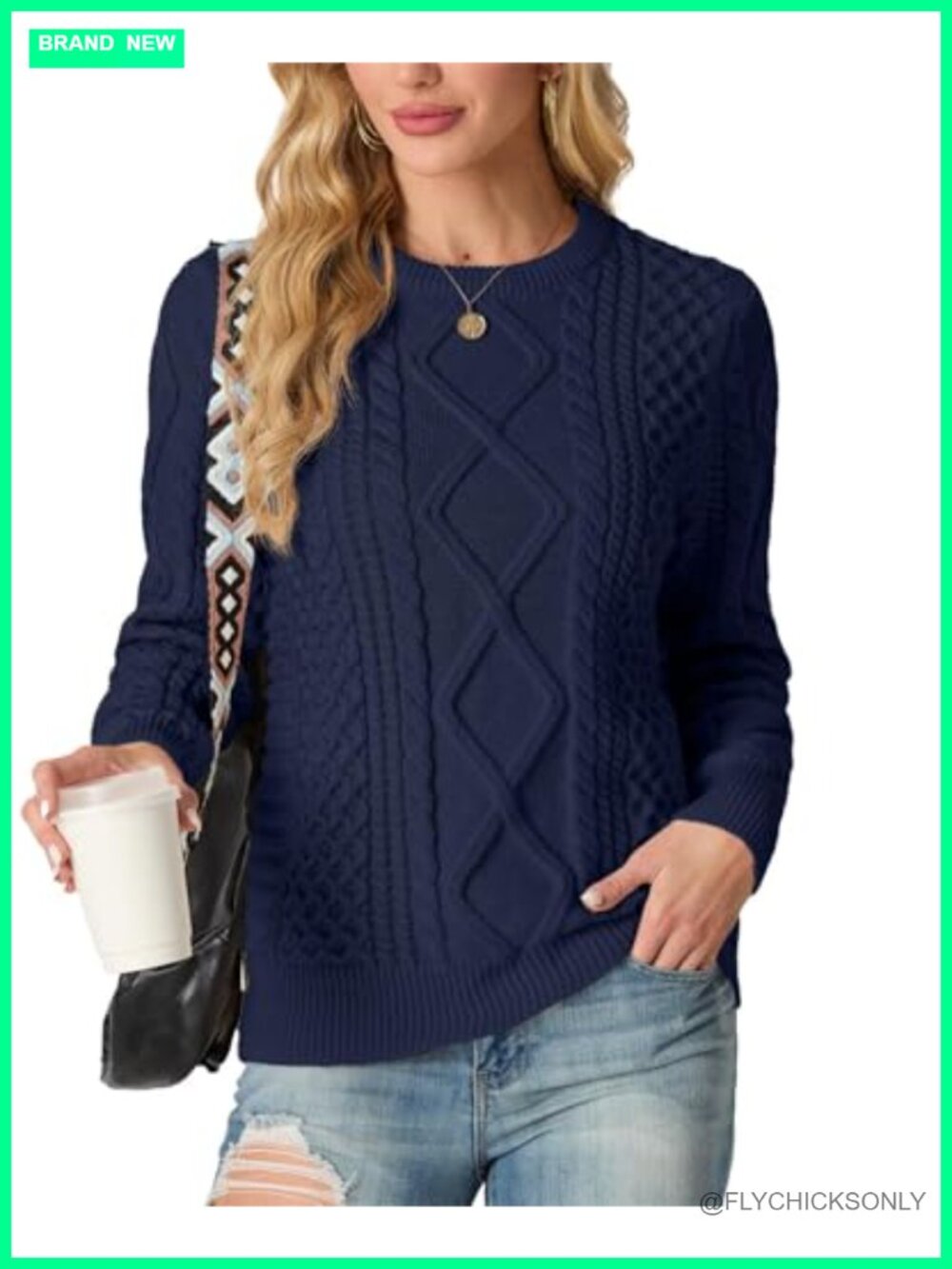 Womens Long Sleeve Ribbed Knit Pullover Sweater Crewneck Casual Fall Winter